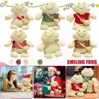 Улыбающаяся лягушка-г, плюшевая мягкая игрушка, милый маленький подарок для детей, девочек, мальчиков, друзей, 14 дюймов One Size