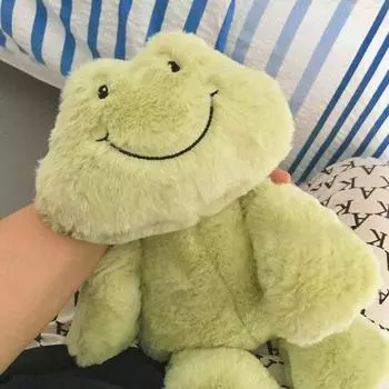 Улыбающаяся плюшевая кукла-лягушка. Милая кукла-лягушка. Спящая игрушка. Зеленая лягушка-боб. 30cm