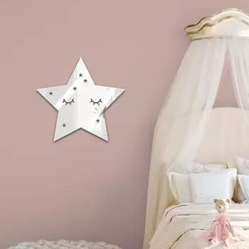 Улыбающаяся звезда Зеркальная Настенная Наклейка Спальня Детская Комната Украшение Стены Ванная Комната Стена Макет Мультфильм Водонепроницаемый