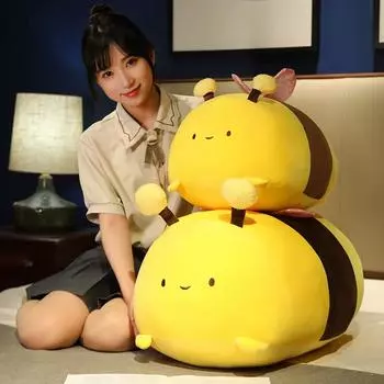 Улыбающееся лицо пчела плюшевая игрушка милый шершень пчела мягкая кукла подарок для девочки мальчик декор комнаты 35cm