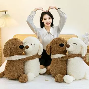 Улыбающиеся животные щенки куклы мягкие игрушки обнимашки плюшевые куклы имитация собаки плюшевые игрушки детские игрушки коричневый/белый