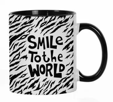 Улыбка Inkdotpot к миру подарок кружек кофе 11 Oz керамический для природы 11oz чёрный