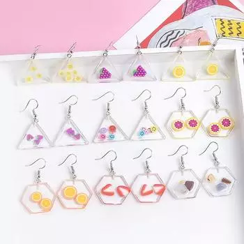 Улыбка лицо акриловые прозрачные геометрические серьги-капли милые сладкие фруктовые украшения