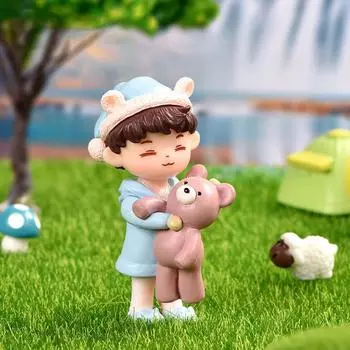 Улыбка Подарок ко Дню святого Валентина Держать медведя Изысканный декор для торта Поделки Микроминиатюры Фигурки пар boy