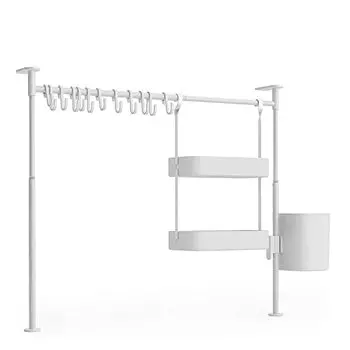 Umbra Anywhere Tension Rod Multi Kitchen Organizer, большой органайзер, белый