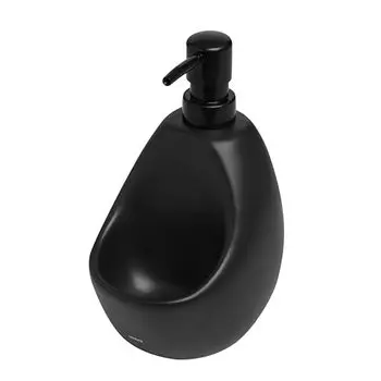 Umbra Joey, Matte Ceramic Liquid Soap Dispenser with Sponge Caddy, Ideal for Kitchen or Bathroom Use, Black