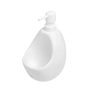 Umbra Joey, Matte Ceramic Liquid Soap Dispenser with Sponge Caddy, Ideal for Kitchen or Bathroom Use, White