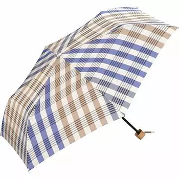 Umbrella Large Check Mini Blue 50cm Folding Umbrella Wpc. Women s 3239-011