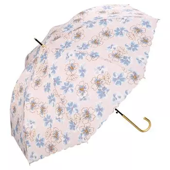 Umbrella Ranunculus Pink Long Umbrella 58cm Jump Umbrella for Both Sunny and Rainy Days Large Floral Pattern Pastel Color Adult Cute Edge Scallop