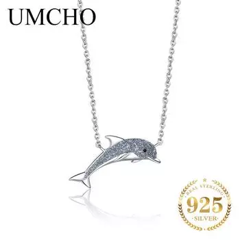 UMCHO блестящее ожерелье с дельфином, подвески для женщин, подарок на день рождения для девочек, морской стиль, изысканные ювелирные изделия военно-воздушные силы синий