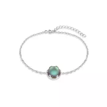 22 см круглый браслет из зеленого лунного камня с индивидуальными подвесками из стерлингового серебра 925 пробы зелёный