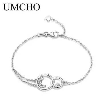 Umcho Браслеты из стерлингового серебра 925 пробы Love Forever, модные браслеты с буквами, женский браслет для женщин, классические ювелирные изделия для помолвки