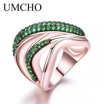 UMCHO Геометрическое примитивное кольцо с имитацией изумруда 6