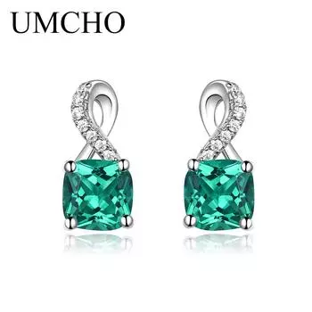 UMCHO изумрудные серьги-капли для женщин, оригинальные серьги, ювелирные изделия, романтические модные ювелирные изделия, подарок изумрудный