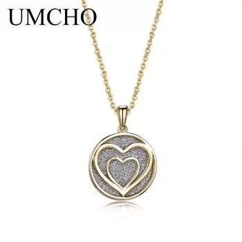 UMCHO модное блестящее золотое сердце ожерелье подвески для женщин юбилей подарок на день рождения ювелирные изделия