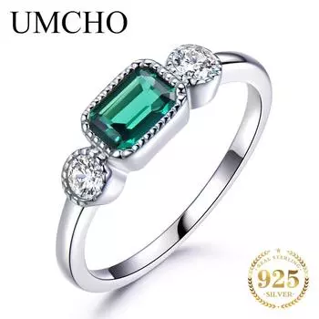 UMCHO Nano изумрудное настоящее кольцо из стерлингового серебра 925 пробы, юбилей, день рождения, День святого Валентина, ювелирные изделия, подарки для женщин, жены, ее девочек 5 изумрудный