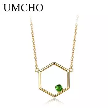 UMCHO натуральный драгоценный камень диопсид, настоящее серебро 925 пробы, ожерелья для женщин, подарок на день матери, свадебный бренд, ювелирные изделия