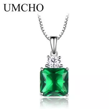 UMCHO подвески ожерелья для женщин звенья цепи Винтаж Изумрудный кулон ювелирные изделия помолвка подарок для свадебной вечеринки изумрудный