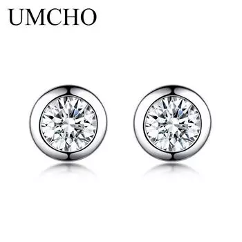 Серьги-гвоздики из стерлингового серебра 925 пробы, милые круглые серьги с белым цирконием 3 белый