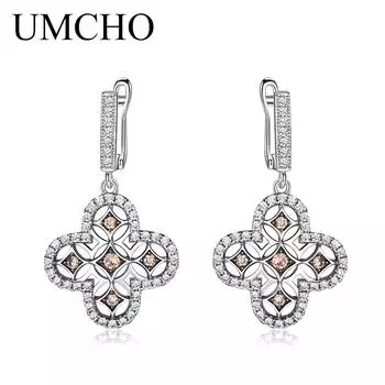 UMCHO серьги-клипсы для женщин, цветок, желтый циркон, юбилей, день рождения, День святого Валентина, ювелирные изделия, подарки для женщин, жены, ее девочек