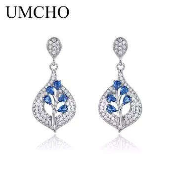 UMCHO серьги-клипсы для женщин, изумрудный драгоценный камень, юбилей, день рождения, День святого Валентина, ювелирные изделия, подарки