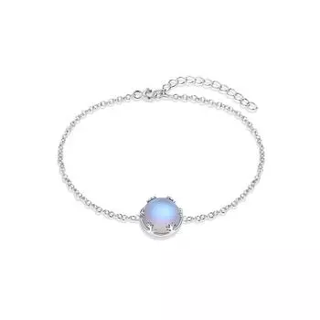 22 см браслет с синим лунным камнем, индивидуальный шарм, браслеты из стерлингового серебра 925 пробы небесно-голубой