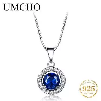 UMCHO винтажный сапфировый изумрудный серебряный кулон на юбилей, день рождения, День святого Валентина, ювелирные изделия, подарки для женщин, жены и девочек