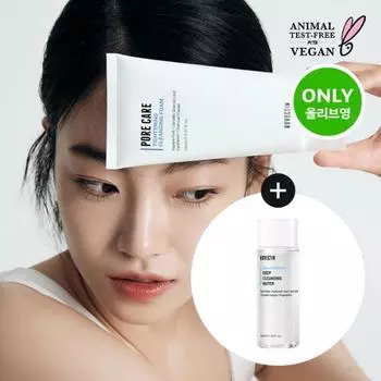 [Уменьшение пор/Слегка кислый] Rovectin Pore Care Deep Cleansing Duo (Пена 150мл + Вода 40мл), Корея очищение Deep Cleansing Water 400ml