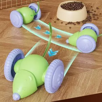 Умная электрическая мышь, игрушка для кошек, перезаряжаемая автоматическая движущаяся мышь, игрушка для автомобиля со светодиодными огнями, интерактивная дразнилка для кошек, живущих в помещении зелёный