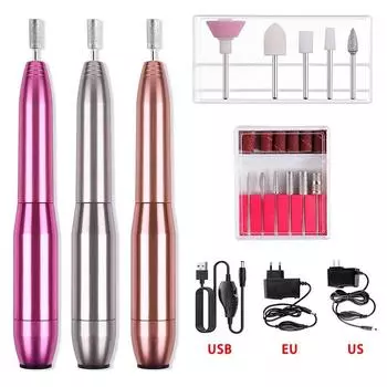 Умная электрическая шлифовальная машинка для ногтей, маникюрная машинка 3 в 1, сверло для 20000 об/мин, профессиональная фреза, набор инструментов для удаления геля розовый