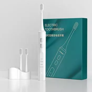Умная электрическая ультразвуковая зубная щетка 4 режима чистки Высокая частота IPX7 Водонепроницаемость Беспроводная зарядная база Насадка для щетки DuPont чёрный