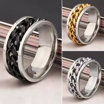 Умная цепочка в стиле панк из нержавеющей стали, кольцо, ювелирное изделие, подарок для пары US 11 серебряный