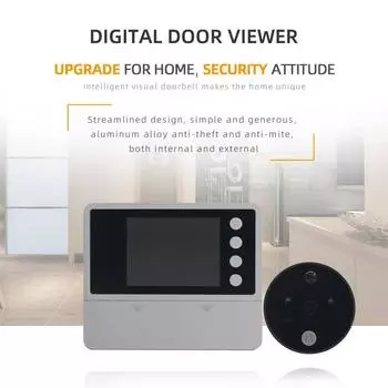 Умная домашняя безопасность, беспроводной дверной звонок, видеодомофон, домофон, Wi-Fi, внутренний монитор с дверным звонком серый
