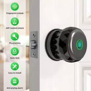 Умная дверная ручка 3 в 1 — интеллектуальный дверной замок без ключа с управлением через приложение + 2 ключа + чёрный