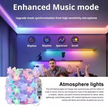 Умная гирлянда с дистанционным управлением, водонепроницаемая, сделай сам, синхронизация музыки, изменение цвета, украшение для вечеринки A