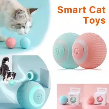 Умная игрушка Cat Rolling Ball, перезаряжаемая игрушка для кошек, спортивный мяч, автоматически движущаяся игрушка для котенка, аксессуары для интерактивных игр в помещении синий