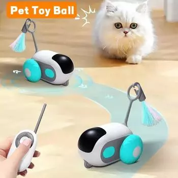 Умная игрушка для кошек с дистанционным управлением, 2 режима, автоматический гравитационный игрушечный автомобиль для кошек/котят, собак, интерактивная игра, дрессировка котят, товары для домашних животных Without Remote Control