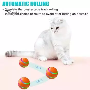 Умная интерактивная игрушка-мяч для собак, перезаряжаемая через USB, катящаяся игрушка-мяч со светом, автоматически движущийся прыгающий мяч с пищалкой для маленьких, средних и больших собак оранжевый