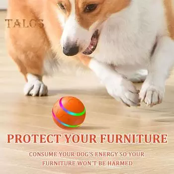 Умная интерактивная игрушка-мяч для собак, перезаряжаемая через USB, катящаяся игрушка-мяч со светом, автоматически движущийся прыгающий мяч с пищалкой для маленьких, средних и больших собак оранжевый