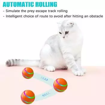 Умная интерактивная игрушка-мяч для собак, перезаряжаемая через USB, катящаяся игрушка-мяч со светом, автоматически движущийся прыгающий мяч с пищалкой для маленьких, средних и больших собак оранжевый
