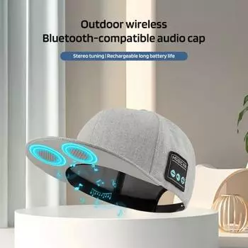 Умная кепка с микрофоном и Bluetooth-совместимым динамиком, беспроводная перезаряжаемая бейсболка для спорта на открытом воздухе, шляпа от солнца чёрный