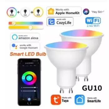 Умная лампочка GU10, светодиодные лампы RGBCW с изменением цвета Alexa, 5 Вт — трековые лампочки с Wi-Fi, синхронизация музыки с регулируемой яркостью, 2,4G WiFi для кухни, спальни 5&Small