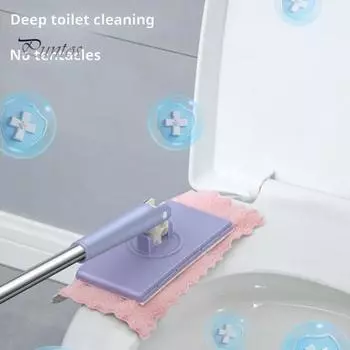 Умная ленивая швабра с удобной ручкой, полотенца для сухой и влажной уборки, быстрая замена ткани, вращение на 360 градусов, маленькая швабра 90 cm светло-фиолетовый