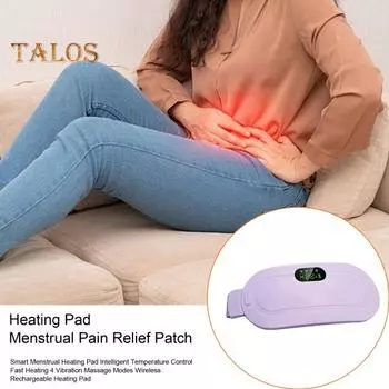 Умная менструальная грелка Интеллектуальный контроль температуры Быстрый нагрев 4 режима вибрационного массажа Беспроводная перезаряжаемая грелка розовый