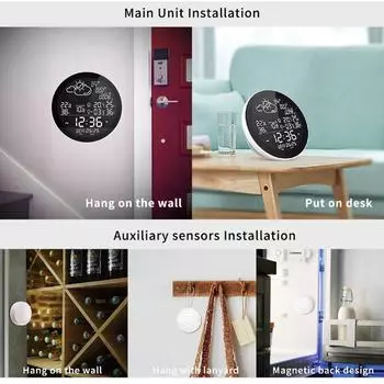 Умная метеостанция с часами, многофункциональный измеритель температуры и влажности в помещении и на улице With 1 Auxiliary Machine