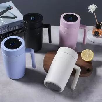 Умная офисная кружка из нержавеющей стали для офиса, подарочная кружка для бизнеса, вакуумная двухслойная подарочная кружка с ручкой 500ml