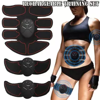 Умная перезаряжаемая наклейка для тренировки мышц EMS, тренажер для мышц живота, рук, фитнеса, тренажерного зала