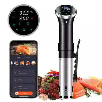 Умная плита Sous Vide, Wi-Fi Cook, точная кастрюля мощностью 1100 Вт, настройка температуры 25–95 ° C + таймер, водонепроницаемость IPX7, идеально подходит для приготовления ужинов
