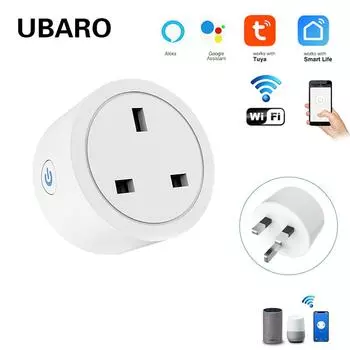 Умная розетка английского типа Tuya Wi-Fi, управление приложениями для телефона, поддержка Google Home, голосовая вилка Alexa, синхронизация, беспроводная белая розетка 100-240V&UK-Wall Socket
