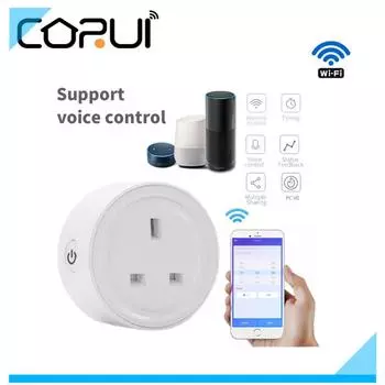 Умная розетка Corui Wi-Fi, британская вилка, приложение Ewelink, дистанционное управление, поддержка Alexa Google Home Assistant, голосовое управление, функция синхронизации smart socket